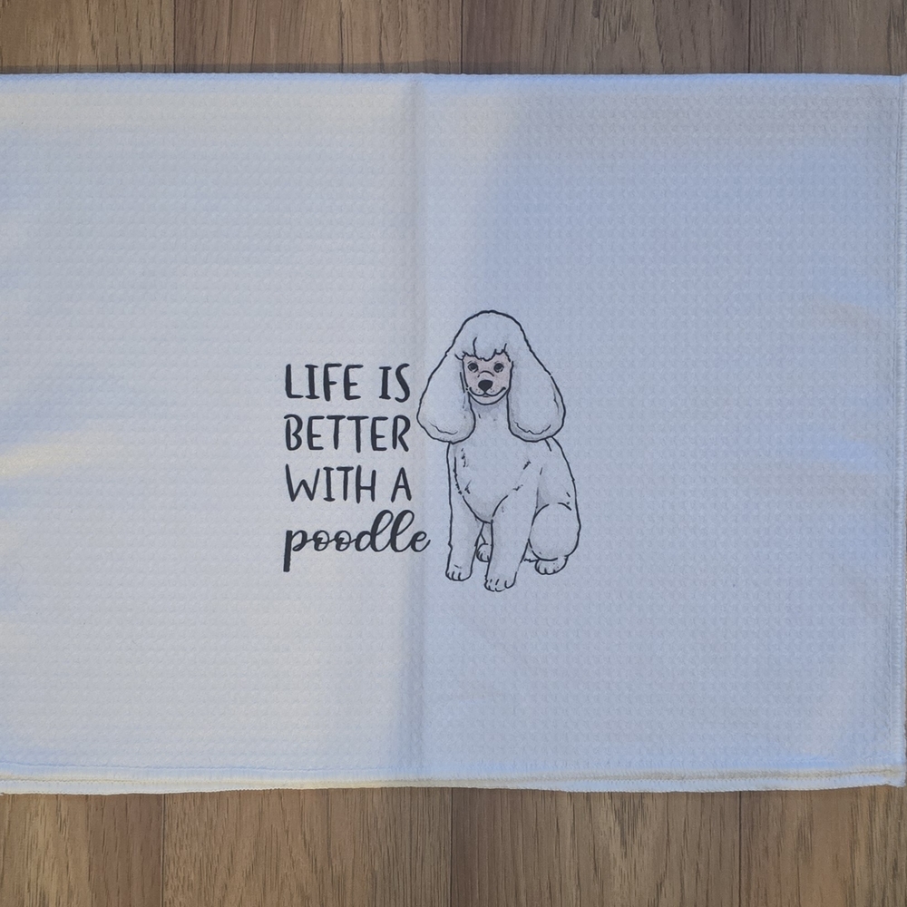 White Dog Towel with Poodle Design